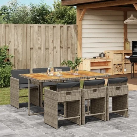 Garden dining set 7 pieces and gray synthetic rattan cushions by , Garden sets - Ref: Foro24-3211094, Price: 514,60 €, Discou...