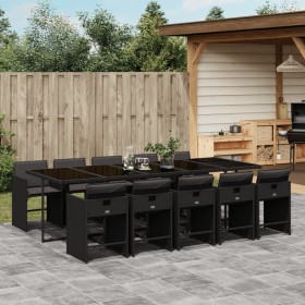 Set de comedor jardín 11 pzas con cojines ratán sintético negro de , Conjuntos de jardín - Ref: Foro24-3211111, Precio: 691,3...
