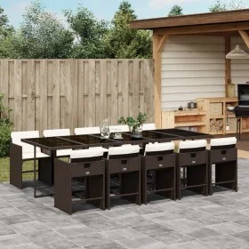 Garden dining set 11 pieces with brown synthetic rattan cushions by , Garden sets - Ref: Foro24-3211113, Price: 800,42 €, Dis...