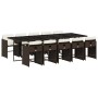 Garden dining set 11 pieces with brown synthetic rattan cushions by , Garden sets - Ref: Foro24-3211113, Price: 701,44 €, Dis...