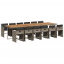 Garten-Essgruppe mit 13-teiligen Kissen aus grauem synthetischem Rattan. von , Gartensets - Ref: Foro24-3211130, Preis: 919,9...