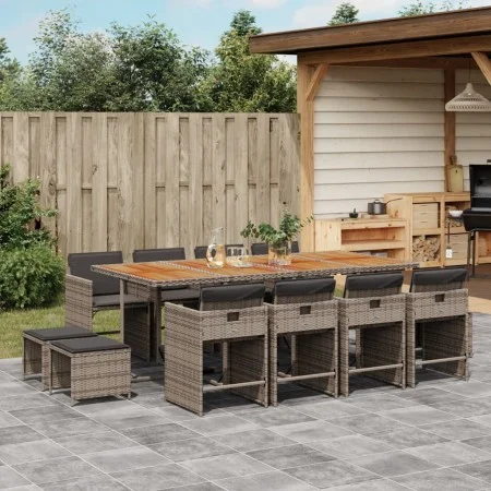 Garten-Essgruppe mit 13-teiligen Kissen aus grauem synthetischem Rattan. von , Gartensets - Ref: Foro24-3211166, Preis: 818,6...
