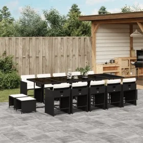 Garden dining set with 15-piece black synthetic rattan cushions. by , Garden sets - Ref: Foro24-3211170, Price: 869,11 €, Dis...