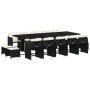 Set comedor de jardín con cojines 15 pzas ratán sintético negro