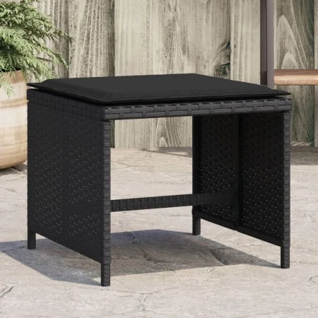 Garden stools with cushions 4 pcs black PE rattan 41x41x36cm by , Outdoor ottomans - Ref: Foro24-365042, Price: 98,13 €, Disc...