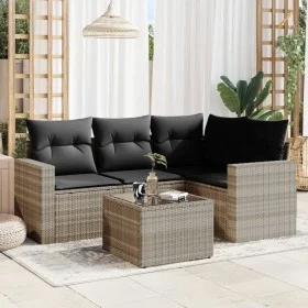 Set of garden sofas and cushions 5 pieces light gray synthetic rattan by , Garden sets - Ref: Foro24-3218912, Price: 353,53 €...