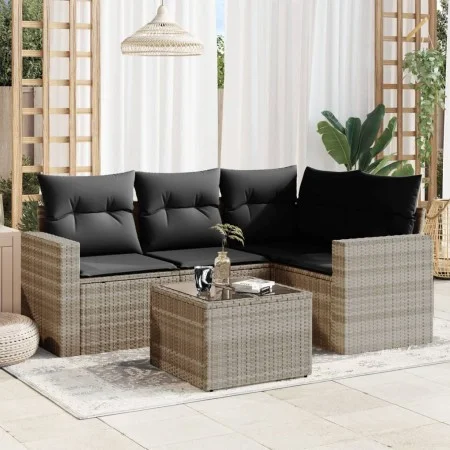Set de sofás jardín y cojines 5 pzas ratán sintético gris claro de , Conjuntos de jardín - Ref: Foro24-3218912, Precio: 353,5...
