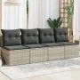 Gartensofa mit Kissen, 4 Plätze, helles graues Kunststoffrattan von , Outdoor-Sofas - Ref: Foro24-366178, Preis: 247,83 €, Ra...