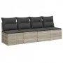 Garden sofa with cushions, 4 seats, light gray synthetic rattan by , Outdoor sofas - Ref: Foro24-366178, Price: 247,83 €, Dis...