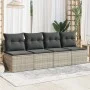 Garden sofa with cushions, 4 seats, light gray synthetic rattan by , Outdoor sofas - Ref: Foro24-366178, Price: 247,83 €, Dis...