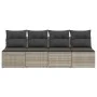 Garden sofa with cushions, 4 seats, light gray synthetic rattan by , Outdoor sofas - Ref: Foro24-366178, Price: 247,83 €, Dis...