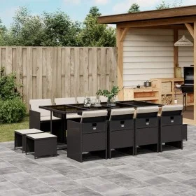 Garden dining set with 13-piece black synthetic rattan cushions by , Garden sets - Ref: Foro24-3210618, Price: 836,16 €, Disc...