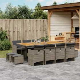 Garden dining set with 13-piece synthetic rattan gray cushions by , Garden sets - Ref: Foro24-3210626, Price: 900,23 €, Disco...