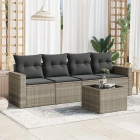 Set of garden sofas and cushions 5 pieces light gray synthetic rattan by , Garden sets - Ref: Foro24-3218682, Price: 323,53 €...