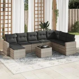 Garden furniture set 9 pieces and light gray synthetic rattan cushions by , Garden sets - Ref: Foro24-3219362, Price: 597,14 ...