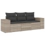 Gartensofa-Set 3-teilig mit grauen Polstern aus synthetischem Rattan von , Gartensets - Ref: Foro24-3254599, Preis: 228,93 €,...