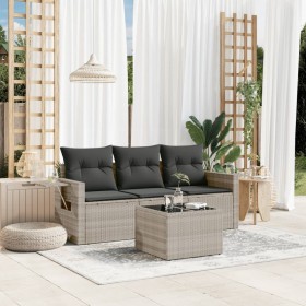 Garden sofa set 4 pieces with gray synthetic rattan cushions by , Garden sets - Ref: Foro24-3252209, Price: 261,19 €, Discoun...