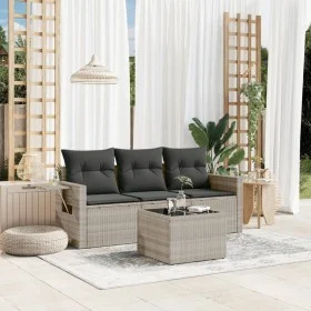Gartensofagarnitur 4-teilig mit grauen Polstern aus synthetischem Rattan. von , Gartensets - Ref: Foro24-3252209, Preis: 279,...