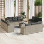 Gartensofagarnitur mit 13-teiligen Kissen aus grauem Kunststoff-Rattan. von , Gartensets - Ref: Foro24-3218772, Preis: 961,19...