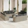 Set of garden sofas with 13 pieces of gray synthetic rattan cushions by , Garden sets - Ref: Foro24-3218772, Price: 961,87 €,...
