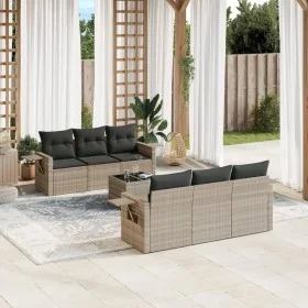 Garden sofa set 7 pieces with light gray PE rattan cushions by , Garden sets - Ref: Foro24-3252249, Price: 495,52 €, Discount: %