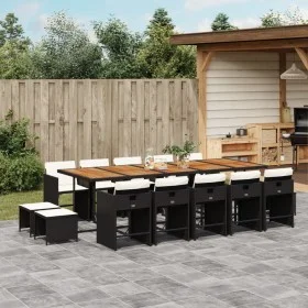 Garden dining set with 15-piece black synthetic rattan cushions. by , Garden sets - Ref: Foro24-3211179, Price: 954,15 €, Dis...