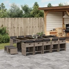 Garden dining set with 15-piece synthetic rattan gray cushions by , Garden sets - Ref: Foro24-3211172, Price: 878,80 €, Disco...