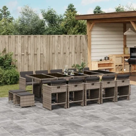 Garden dining set with 15-piece synthetic rattan gray cushions by , Garden sets - Ref: Foro24-3211172, Price: 878,80 €, Disco...