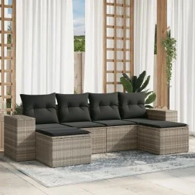 Garden sofa set 6 pieces and gray synthetic rattan cushions by , Garden sets - Ref: Foro24-3255259, Price: 407,64 €, Discount: %