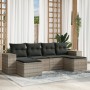 Gartensofagarnitur 6-teilig mit grauen Polstern aus synthetischem Rattan von , Gartensets - Ref: Foro24-3255259, Preis: 385,8...