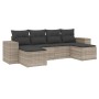Gartensofagarnitur 6-teilig mit grauen Polstern aus synthetischem Rattan von , Gartensets - Ref: Foro24-3255259, Preis: 385,8...