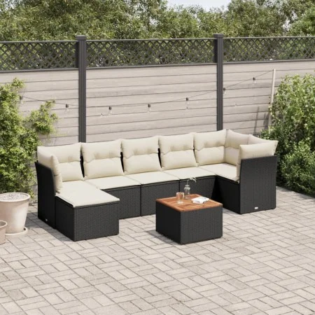 8-teiliges Gartensofa-Set mit schwarzen Polstern aus synthetischem Rattan. von , Gartensets - Ref: Foro24-3256084, Preis: 457...