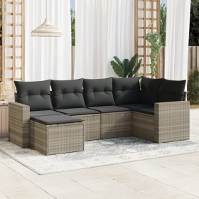 Garden sofa set 6 pieces and gray synthetic rattan cushions by , Garden sets - Ref: Foro24-3219252, Price: 396,00 €, Discount: %