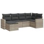 Gartensofagarnitur 6-teilig mit grauen Polstern aus synthetischem Rattan von , Gartensets - Ref: Foro24-3219252, Preis: 396,0...