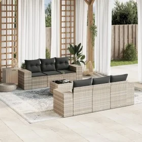 7-piece garden sofa set with light gray PE rattan cushions by , Garden sets - Ref: Foro24-3254649, Price: 543,02 €, Discount: %
