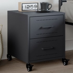 Nachttisch aus anthrazitgrauem Stahl, 36x39x43,5 cm. von , Nachttische - Ref: Foro24-846630, Preis: 55,13 €, Rabatt: %