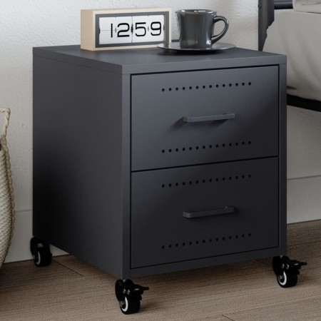 Bedside table in anthracite grey steel, 36x39x43.5 cm by , Nightstands - Ref: Foro24-846630, Price: 55,13 €, Discount: %