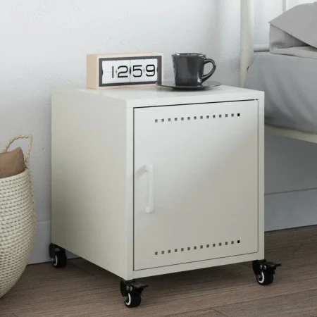 Mesita de noche acero blanco 36x39x43,5 cm de , Mesitas de noche - Ref: Foro24-846624, Precio: 49,23 €, Descuento: %