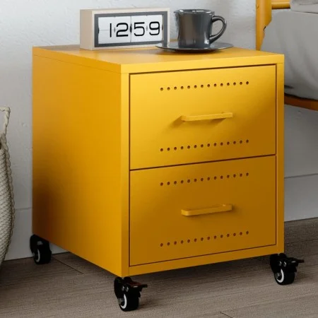 Yellow mustard steel bedside table 36x39x43.5 cm by , Nightstands - Ref: Foro24-846632, Price: 54,57 €, Discount: %