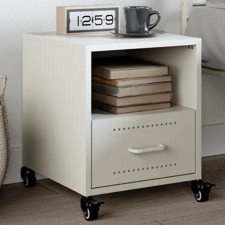 Mesita de noche acero blanco 36x39x43,5 cm de , Mesitas de noche - Ref: Foro24-846714, Precio: 45,23 €, Descuento: %