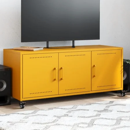 TV-Möbel aus kaltgewalztem Stahl in Gelb, 100,5x39x43,5 cm. von , TV-Möbel - Ref: Foro24-846647, Preis: 98,59 €, Rabatt: %