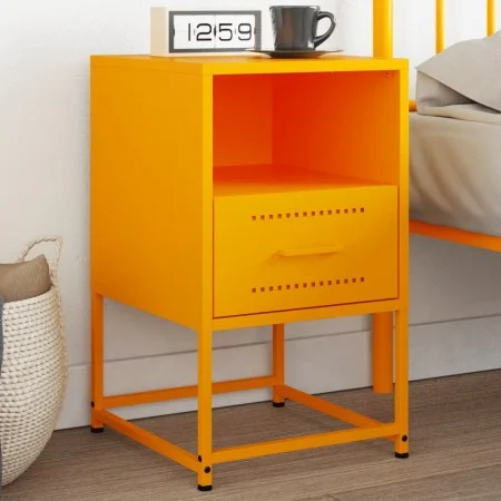 Mesita de noche acero amarillo mostaza 36x39x60,5 cm de , Mesitas de noche - Ref: Foro24-846560, Precio: 61,29 €, Descuento: %