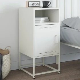 Mesita de noche acero blanco 36x39x78 cm de , Mesitas de noche - Ref: Foro24-846576, Precio: 47,92 €, Descuento: %