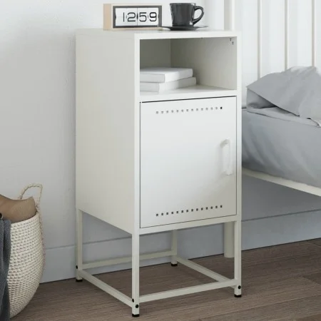 White steel bedside table 36x39x78 cm by , Nightstands - Ref: Foro24-846576, Price: 47,92 €, Discount: %