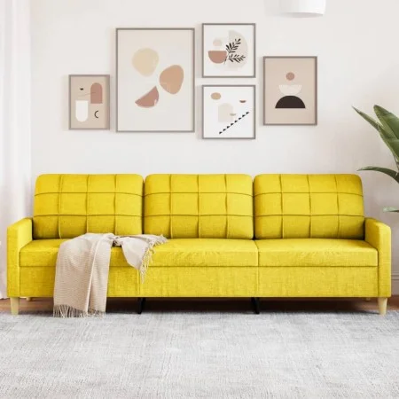 3-seater light yellow fabric sofa, 210 cm by , Sofas - Ref: Foro24-4007419, Price: 294,62 €, Discount: %