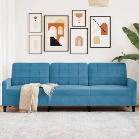 Sofá de 3 plazas terciopelo azul 210 cm de , Sofás - Ref: Foro24-4007653, Precio: 332,15 €, Descuento: %