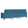 Blue velvet 3-seater sofa, 210 cm by , Sofas - Ref: Foro24-4007653, Price: 332,15 €, Discount: %