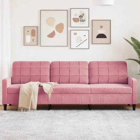 Sofá de 3 plazas terciopelo rosa 210 cm de , Sofás - Ref: Foro24-4007647, Precio: 326,89 €, Descuento: %