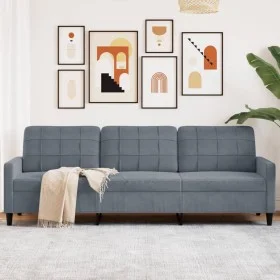 Dreisitzer-Sofa aus dunkelgrauem Samt, 210 cm von , Sofas - Ref: Foro24-4007645, Preis: 271,61 €, Rabatt: %