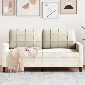 Zweisitzer-Sofa aus cremefarbenem Samtstoff, 140 cm. von , Sofas - Ref: Foro24-4007632, Preis: 243,39 €, Rabatt: %